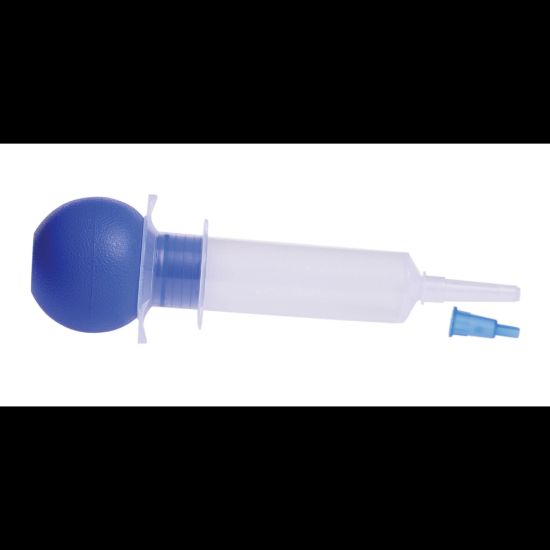 Picture of Medline Enteral Feeding And Irrigation Syringes, Bulb, 60 CC, Blue/Clear, Case Of 30