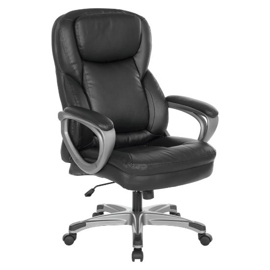 Picture of Office Star Ergonomic Leather High-Back Executive Office Chair, Black/Titanium