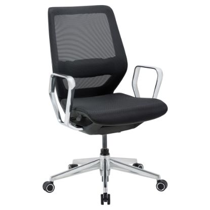 Picture of WorkPro Sentrix Ergonomic Mesh/Mesh Mid-Back Manager Office Chair, Fixed Arms, Black, BIFMA Compliant