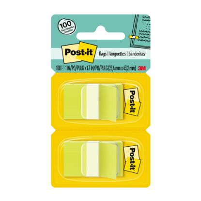 Picture of Post-it Flags, 1in x 1 -11/16in, Bright Green, 50 Flags Per Pad, Pack Of 2 Pads