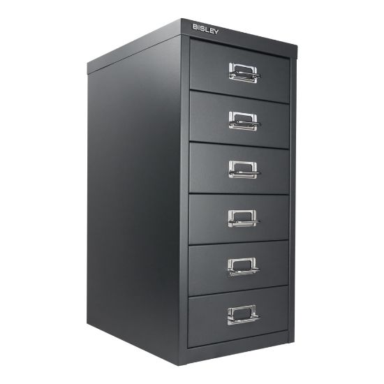 Picture of Bisley 15inD Vertical 6-Drawer File Cabinet, Charcoal