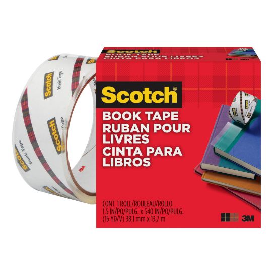 Picture of Scotch Book Tape, 1-1/2 in x 540 in, 1 Tape Roll, Clear, Home Office and School Supplies