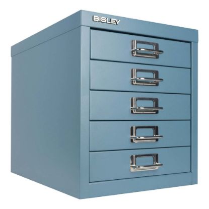 Picture of Bisley 5-Drawer Steel Cabinet, 13inH x 11inW x 15inD, Steel Blue