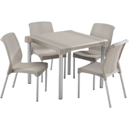 Picture of Rimax 5-Piece Breakroom/Lunch Room Table and Chairs Set, Taupe