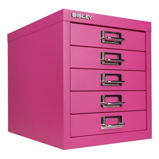 Picture of Bisley 5-Drawer Steel Cabinet, 13inH x 11inW x 15inD, Fuchsia