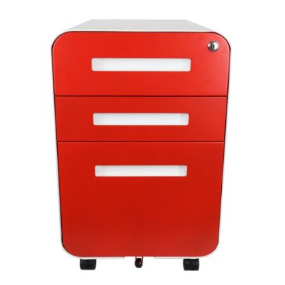 Picture of Bindertek Glide 20inD Vertical 3-Drawer File Cabinet, Red