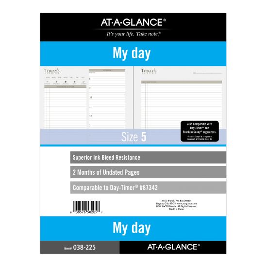 Picture of AT-A-GLANCE 2-Month Daily Planner Calendar Refill, 8-1/2in x 11in, White, 038-2