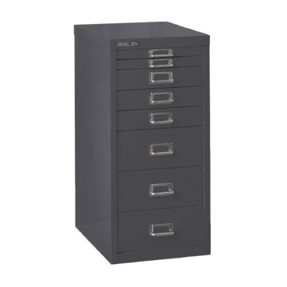 Picture of Bisley 15inD Vertical 8-Drawer File Cabinet, Charcoal