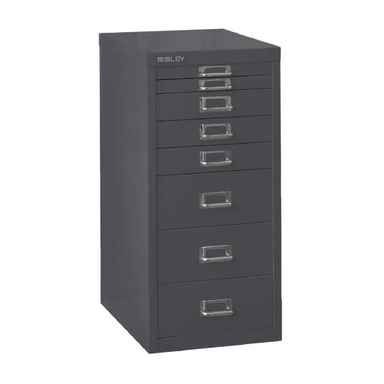 Picture of Bisley 15inD Vertical 8-Drawer File Cabinet, Charcoal