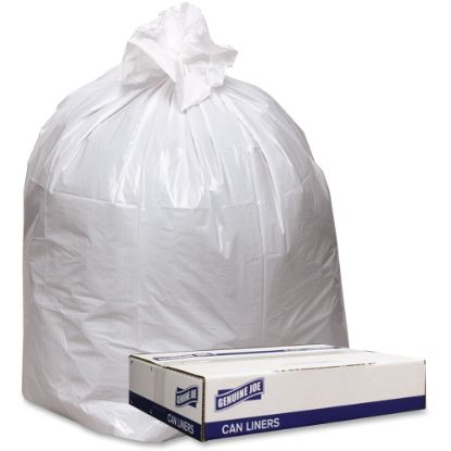 Picture of Genuine Joe Low Density White Can Liners - 56 gal Capacity - 43in Width x 47in Length - 0.90 mil (23 Micron) Thickness - Low Density - White - 100/Carton - Industrial Trash - Recycled