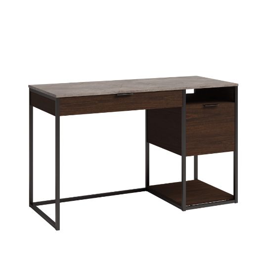 Picture of Sauder International Lux 48inW Single Pedestal Computer Desk, Umber Wood