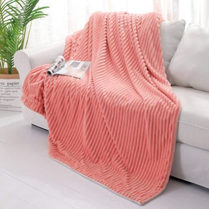 Picture of Sedona House Jacquard Flannel Microfiber Throw Blanket, 60in x 80in Twin, Pink