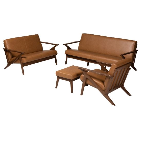 Picture of Baxton Studio Bianca 4-Piece Living Room Set, Tan/Walnut