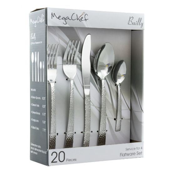 Picture of MegaChef Baily 20-Piece Stainless-Steel Flatware Set, Silver