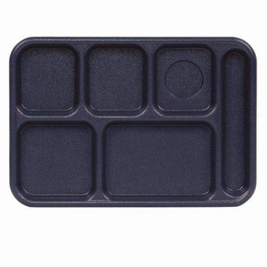 Picture of Cambro Camwear 6-Compartment Serving Trays, 10in x 14-1/2in, Navy Blue, Pack Of 24 Trays