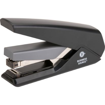 Picture of Business Source Full Strip Flat-Clinch Stapler - 30 of 20lb Paper Sheets Capacity - 210 Staple Capacity - Full Strip - 1/4in Staple Size - Front Loading - 1 Each - Black