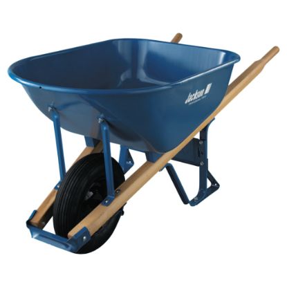 Picture of Jackson Steel Contractors Wheelbarrows, 6 cu ft, 1 Pneumatic 2-Ply, B.B., Blue