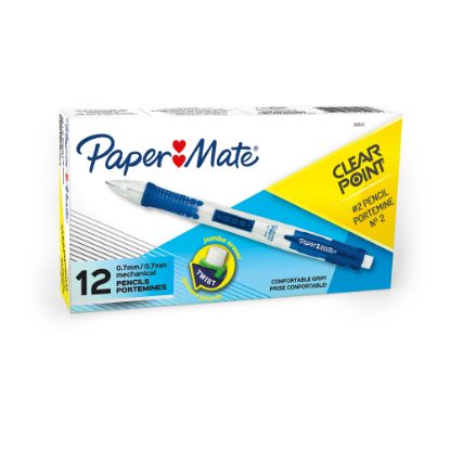 Picture of Paper Mate Clearpoint Mechanical Pencil, 0.7mm, #2 Lead, Blue Barrel, Pack Of 12