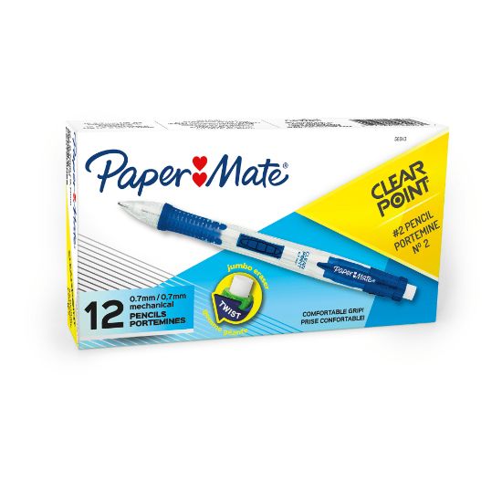 Picture of Paper Mate Clearpoint Mechanical Pencil, 0.7mm, #2 Lead, Blue Barrel, Pack Of 12