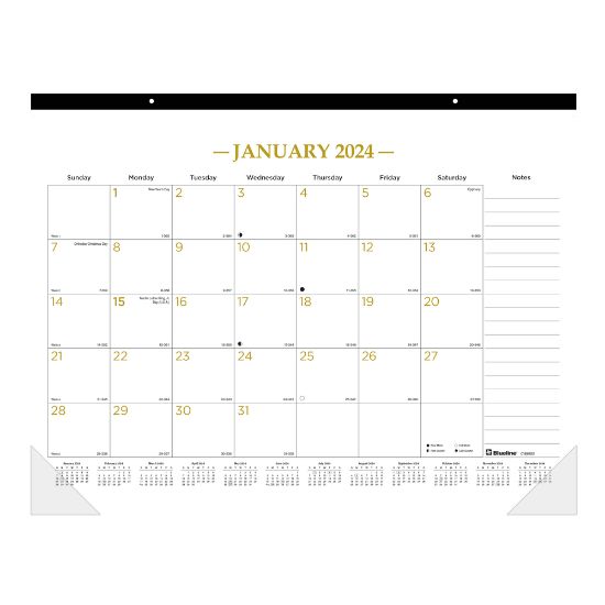 Picture of 2024 Blueline Monthly Desk Pad Calendar, 22in x 17in, Classic Gold, January To December 2024 , C199003