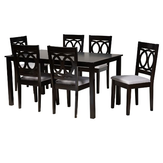 Picture of Baxton Studio Lenoir Dining Set, 29-3/16inH x 59-1/16inW x 35-7/16inD, Gray/Espresso