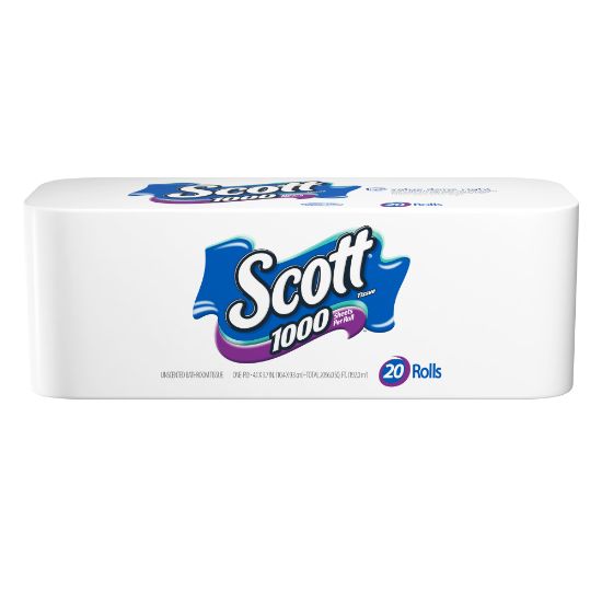 Picture of Scott 1-Ply Toilet Paper, 1000 Sheets Per Roll, Pack Of 20 Rolls