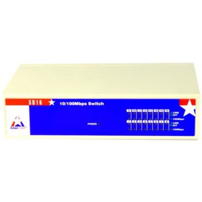 Picture of Amer SD16 Ethernet Switch - 16 Ports - Fast Ethernet - 10/100Base-TX - 2 Layer Supported - Desktop - Lifetime Limited Warranty