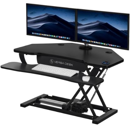 Picture of VersaDesk Power Pro Corner Push-Button Electric Height-Adjustable Sit-to-Stand Desk Riser, Black