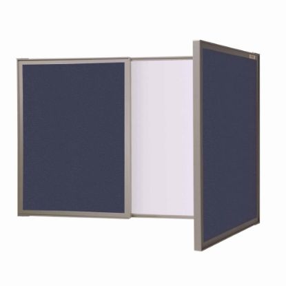 Picture of Ghent VisuALL PC Fabric Non-Magnetic Bulletin Board, 24in x 36in, Blue, Satin Aluminum Frame