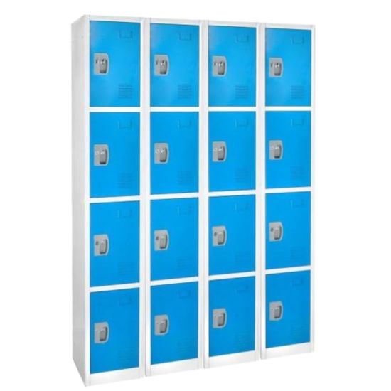 Picture of Alpine AdirOffice 4-Tier Steel Lockers, 72inH x 12inW x 12inD, Blue, Pack Of 4 Lockers