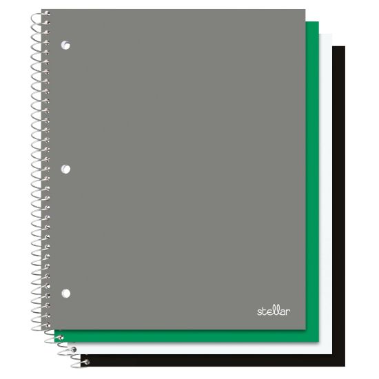 Picture of Office Depot Brand Stellar Poly Notebooks, 8in x 10-1/2in, 1 Subject, Wide Ruled, 100 Sheets, Assorted Colors, Pack Of 4 Notebooks