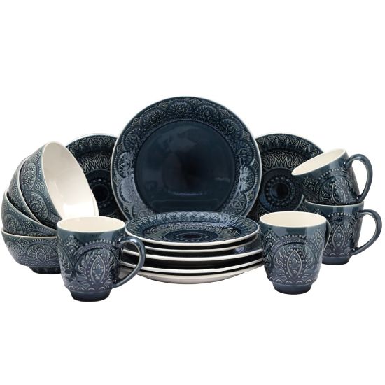 Picture of Elama 16-Piece Stoneware Dinnerware Set, Navy