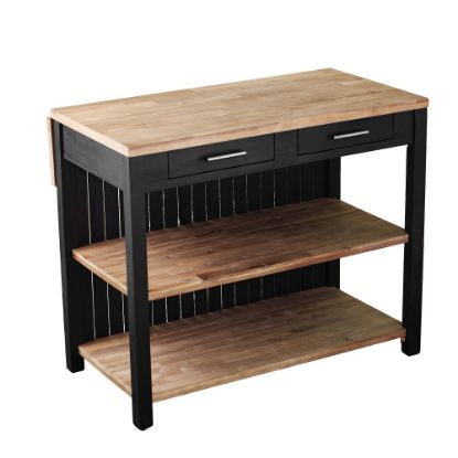 Picture of SEI Berinsly Expandable Freestanding Kitchen Island, 36inH x 43-1/2inW x 32-1/2inD, Black/Natural