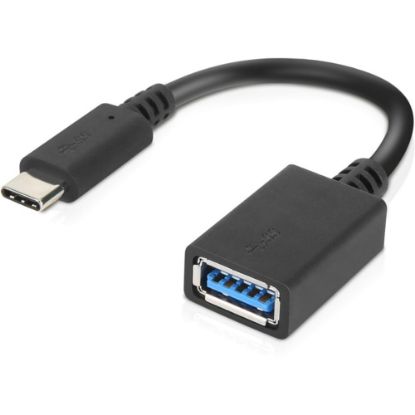 Picture of Lenovo USB-C to USB-A Adapter - 5.51in USB Data Transfer Cable - First End: 1 x USB 3.0 Type A - Female - Second End: 1 x USB 3.0 Type C - Male - 5 Gbit/s - Black