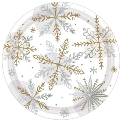 Picture of Amscan Christmas Shining Snow Round Paper Plates, 7in, 8 Plates Per Pack, Set Of 5 Packs