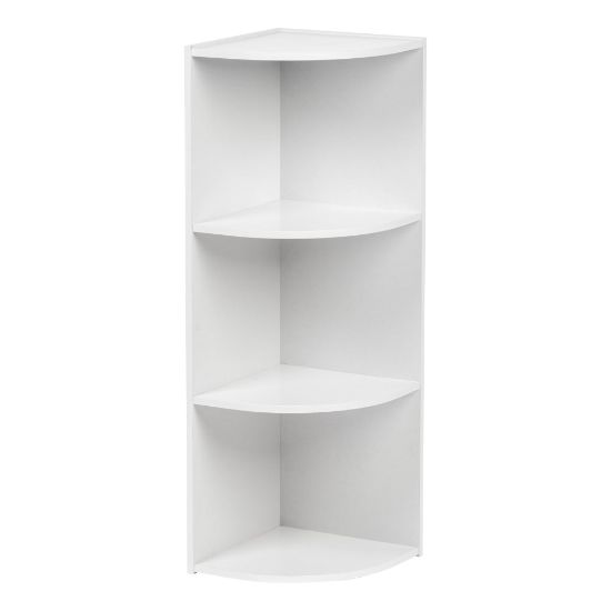 Picture of IRIS 35inH Curved 3-Shelf Corner Bookcase, White