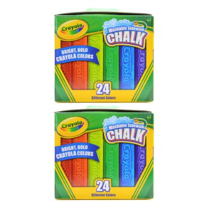 Picture of Crayola Washable Sidewalk Chalk, Assorted Colors, 24 Pieces Per Box, Pack Of 2 Boxes