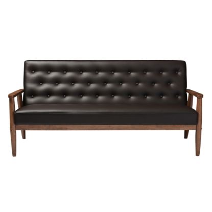 Picture of Baxton Studio Noel Sofa, Brown/Dark Walnut