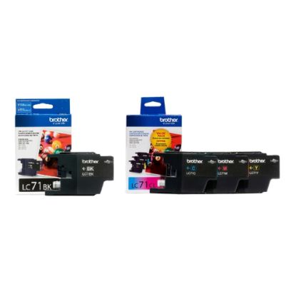 Picture of Brother LC71 4-Color Black/Cyan/Magenta/Yellow Ink Cartridges, Pack Of 4 Cartridges, LC71SET-OD