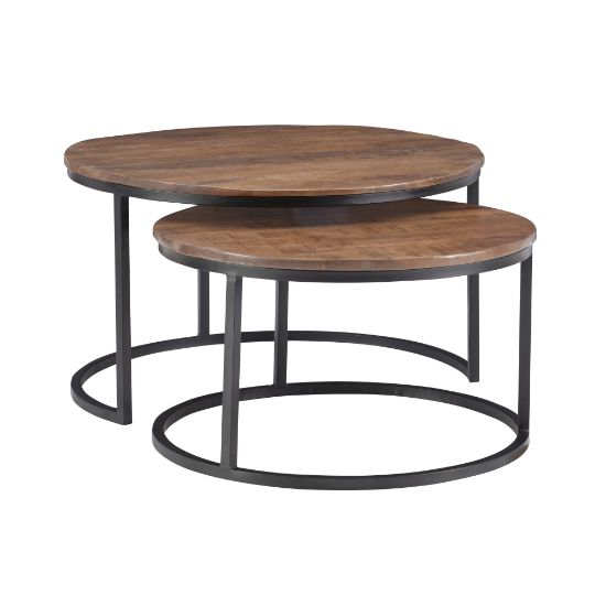 Picture of Powell Wolstan Nesting Coffee Tables, 18inH x 31inW x 31inD, Black/Brown, Set Of 2 Tables