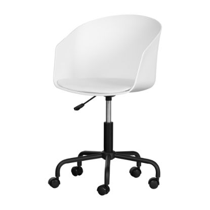 Picture of South Shore Flam Plastic Mid-Back Swivel Chair, White/Black