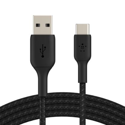 Picture of Belkin BoostCharge Braided USB-A to USB-C Power Cable, 3.3ft, Black