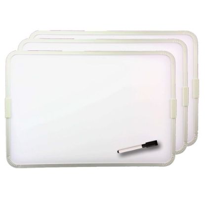 Picture of Flipside Products 2-Sided Magnetic Dry-Erase Boards With Pens, 17-1/2in x 12in, White, Silver, Aluminum Frame, Pack Of 3 Boards