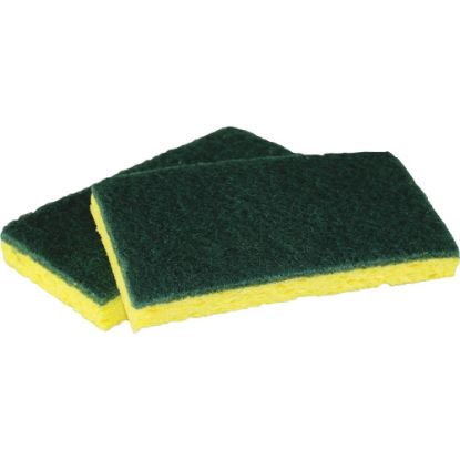 Picture of Impact Cellulose Scrubber Sponge - 0.9in Height x 3.2in Width x 6.3in Length - 5/Pack - Cellulose - Yellow, Green