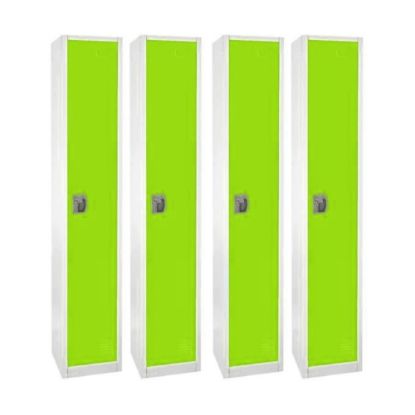 Picture of Alpine AdirOffice 1-Tier Steel Lockers, 72inH x 12inW x 12inD, Green, Pack Of 4 Lockers