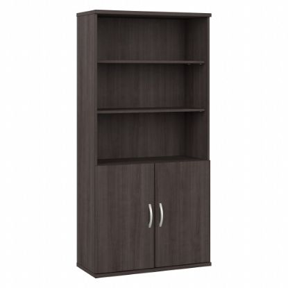 Picture of Bush Business Furniture Hybrid 73inH 5-Shelf Bookcase With Doors, Storm Gray, Standard Delivery