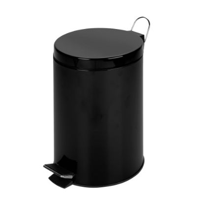 Picture of Honey-Can-Do Steel Step Trash Can, 3.2 Gallons, Matte Black