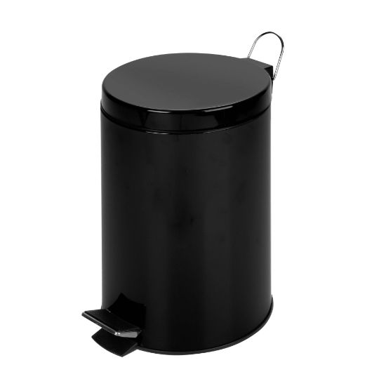 Picture of Honey-Can-Do Steel Step Trash Can, 3.2 Gallons, Matte Black