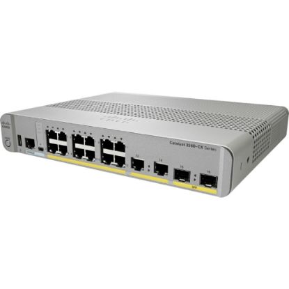 Picture of Cisco 3560CX-12PD-S Layer 3 Switch - 12 Ports - Manageable - 10/100/1000Base-T, 1000Base-X - 3 Layer Supported - 2 SFP Slots - PoE Ports - Desktop, Rack-mountable, Rail-mountable - Lifetime Limited Warranty