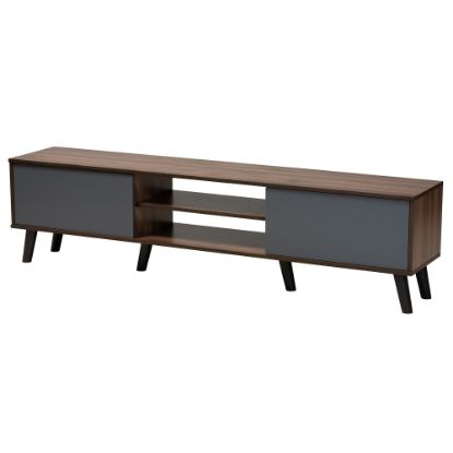 Picture of Baxton Studio Multi-Tone TV Stand, 18-1/8inH x 70-15/16inW x 13-13/16inD, Gray/Walnut Brown/Black